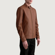 
Matte Brown Cowhide Leather Biker Jacket - Вид сзади, подчеркивающий посадку по плечам и ровный край